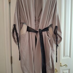 Elegant Gray Women's Cape with Black Accents